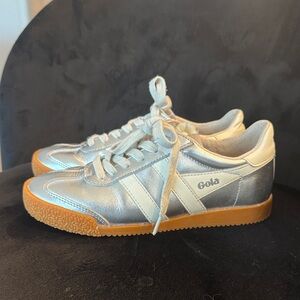 Gola Metallic Silver and Cream Sneakers Size 5